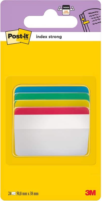 Post-it Index Strong Filing Tabs 50.8 x 38 mm Assorted 6 x 4 Pack