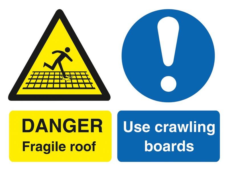 Warning Sign Fragile Roof Wall Mounted PVC (Polyvinyl Chloride) 40 x 30 cm