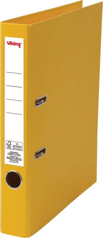 Viking Narrow Lever Arch File A4 50 mm Yellow 2 Rings Cardboard, PP (Polypropylene) Matt Portrait