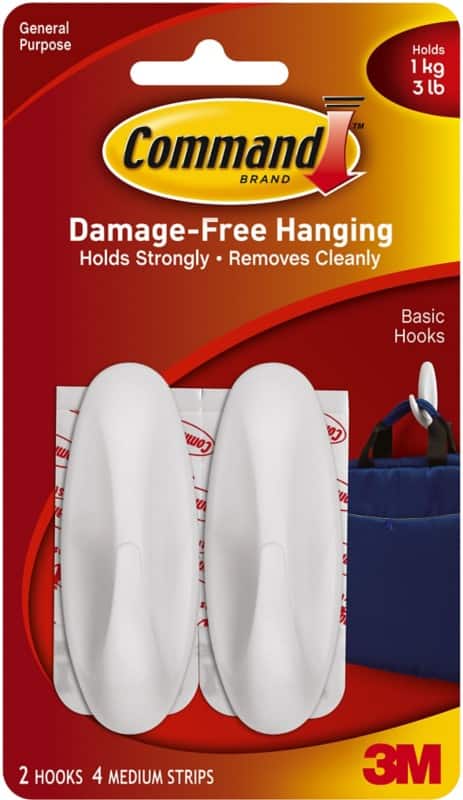 Command Hook Strips Non-permanent 2.86 x 4.76 x 7.94 cm White Pack of 2