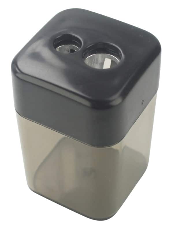 Viking Pencil Sharpener 2-Hole Canister Plastic & Metal Black