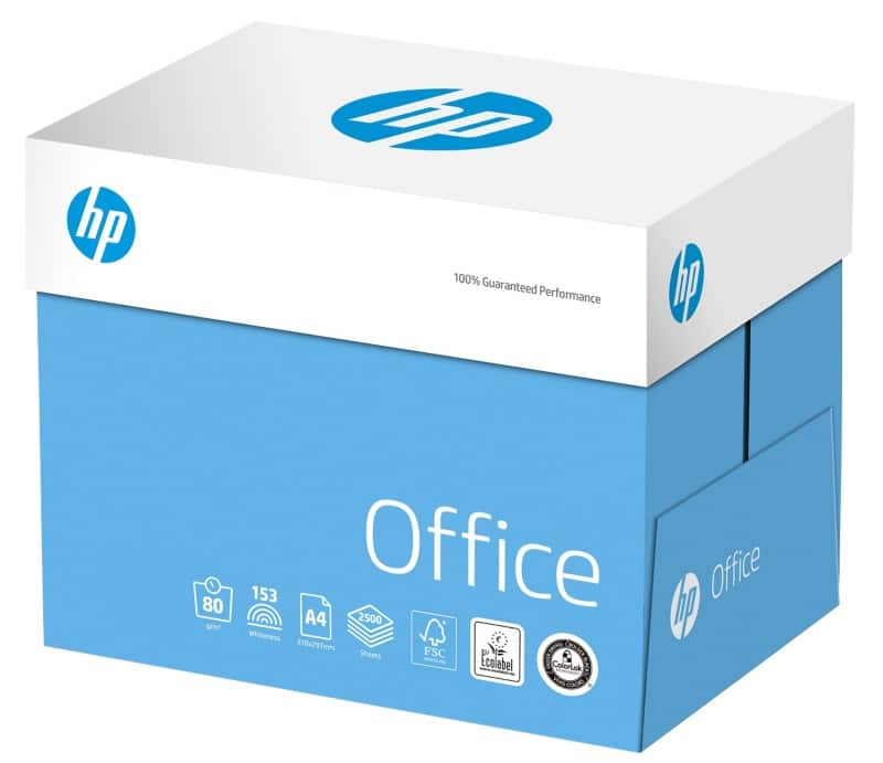 Hp office a4 printer paper 80 gsm matt white 2500 sheets