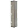 LINK51 Standard Mild Steel Locker with 3 Doors Standard Deadlock Lockable with Key 300 x 450 x 1800 mm Coffee & Cream