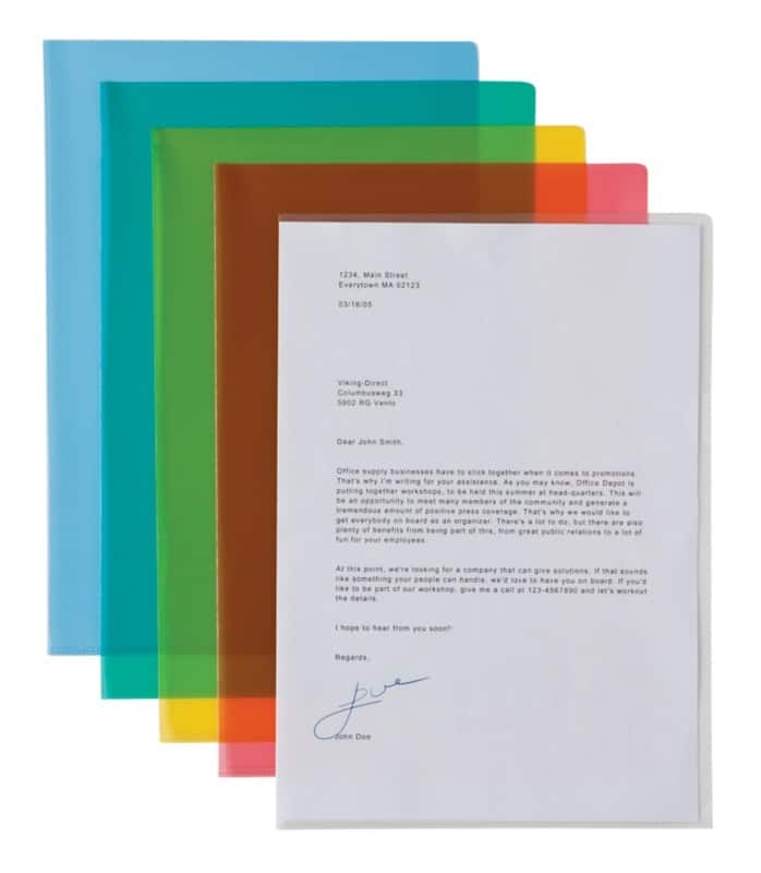 Viking Deluxe Stark Cut Flush Folder A4 Assorted Polypropylene 145 Microns Pack of 25