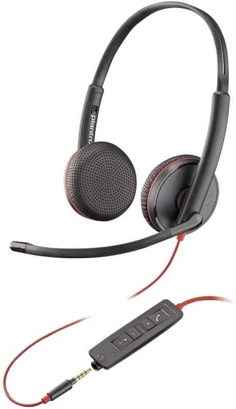 Plantronics Blackwire Wired Headset Over-the-head USB Passive Noise Cancelling With Microphone Stereo C3225 Black