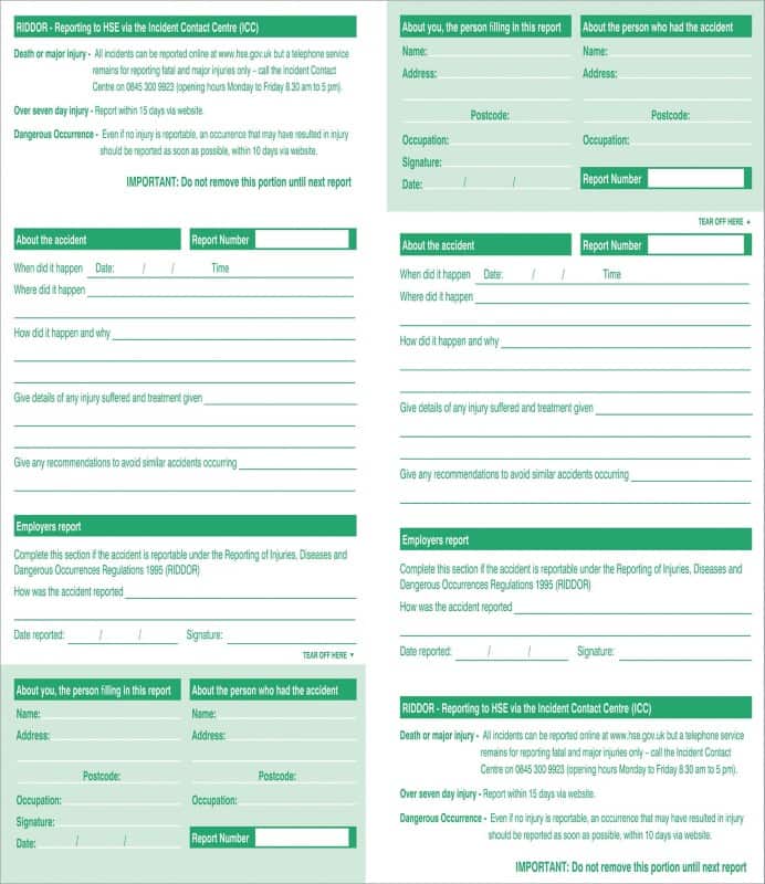 Accident Report Book Paper 24.5 cm