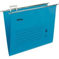 Viking Vertical Suspension File Foolscap V Base 220 gsm Blue Pack of 50