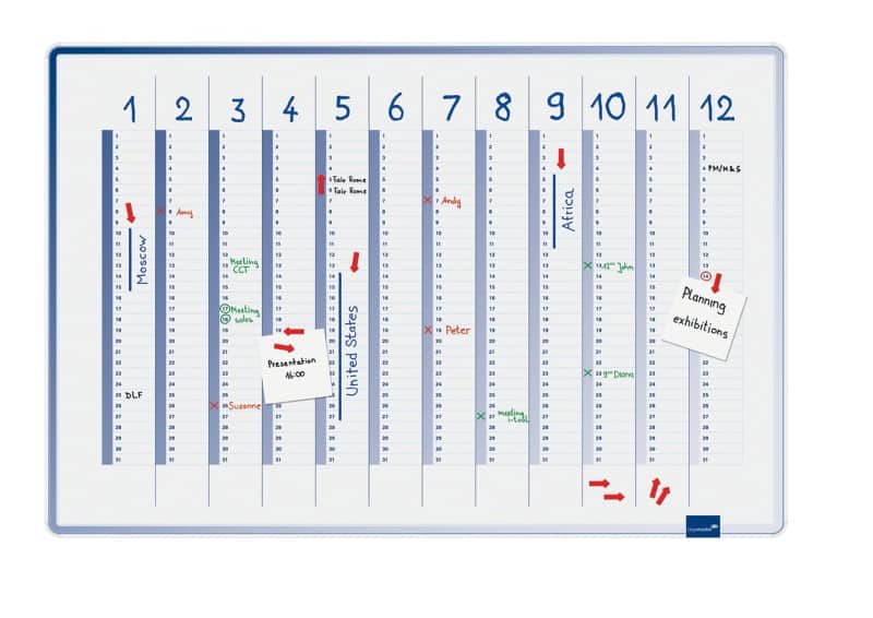 Legamaster Accents Annual Planner Magnetic 90 (W) x 60 (H) cm Lacquered Steel, Plastic White