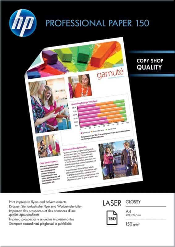 HP Laser Professional Printer Paper Glossy A4 150 gsm White 150 Sheets