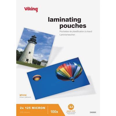 Office Depot Laminating Pouches Glossy 2 x 125 (250 Micron) A5 Pack of 100