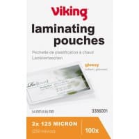 Office Depot Laminating Pouches 3386001 Glossy 2 x 125 (250 Micron) ID 86 x 54 mm Pack of 100