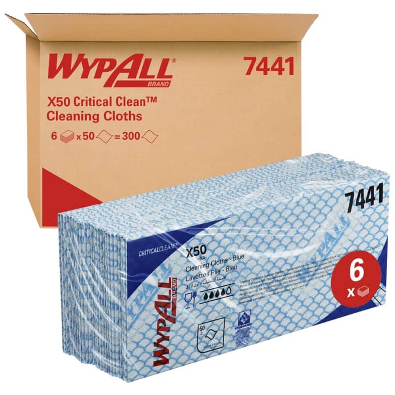 WYPALL X50 Hydroknit Cleaning Cloth Blue 23.1 x 27.9 x 22 cm 7441 50 Sheets