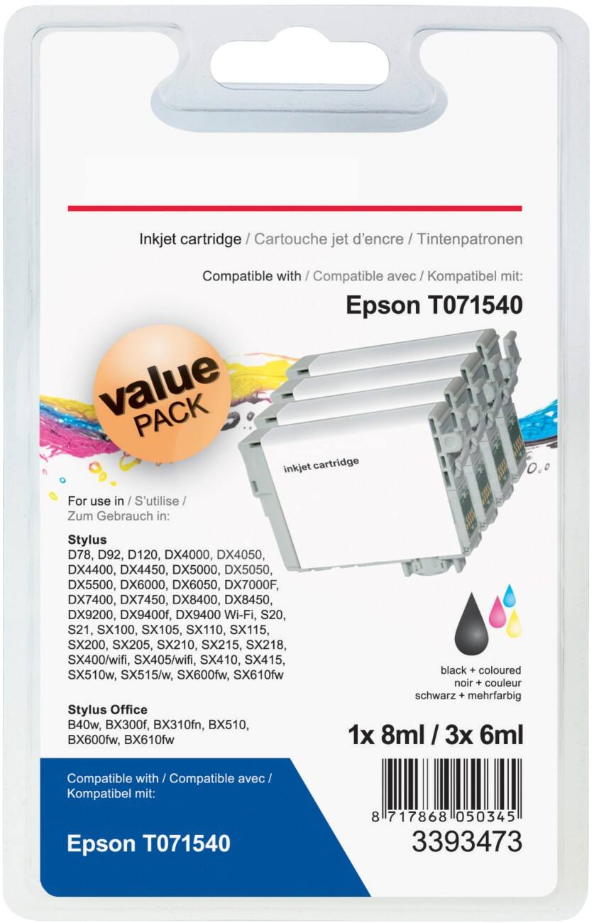 Office Depot Compatible Epson T0715 Ink Cartridge C13T07154010 Multicoloured Pack of 4