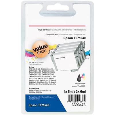 Office Depot Compatible Epson T0715 Ink Cartridge C13T07154010 Black, Cyan, Magenta, Yellow Pack of 4 Multipack