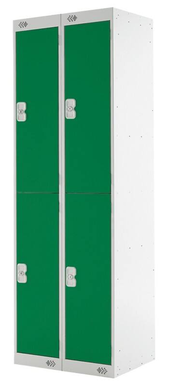 LINK51 Steel Locker 2 Doors 2 nests Key lock 600 x 450 x 1,800 mm Green, Grey