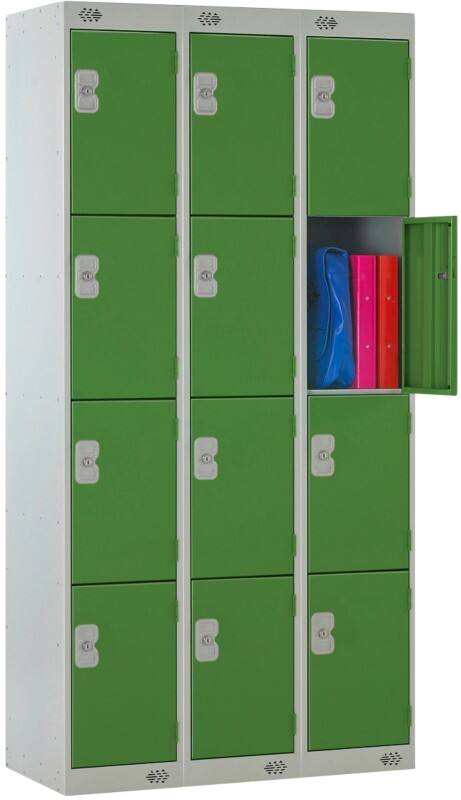 LINK51 Steel Locker 4 Doors 3 nests Key lock 900 x 450 x 1,800 mm Green
