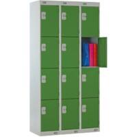 LINK51 Standard Mild Steel Locker with 4 Doors Standard Deadlock Lockable with Key 3 300 x 450 x 1800 mm Green