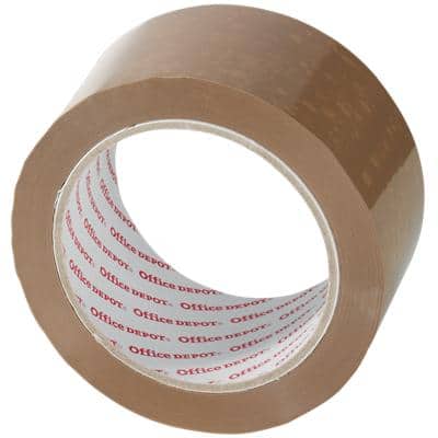 Office Depot PVC Packaging Tape Low Noise 50mm x 66m Brown 6 Rolls