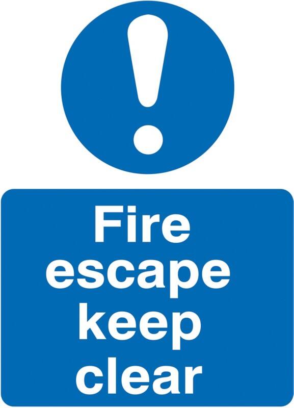 Mandatory Sign Fire Escape Adhesive Vinyl 20 x 15 cm
