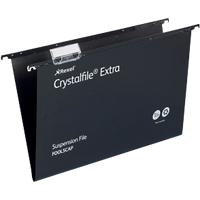 Rexel Crystalfile Heavy Duty Vertical Suspension File 3000080 Foolscap V Base 15 mm Black Polypropylene Pack of 25