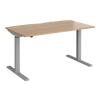 Elev8² Sit Stand Single Desk with Beech Coloured Melamine Top and Silver Frame 2 Legs Mono 1400 x 800 x 675 - 1175 mm