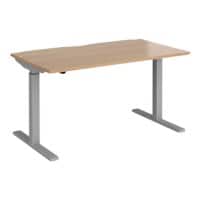 Elev8² Sit Stand Single Desk with Beech Coloured Melamine Top and Silver Frame 2 Legs Mono 1400 x 800 x 675 - 1175 mm