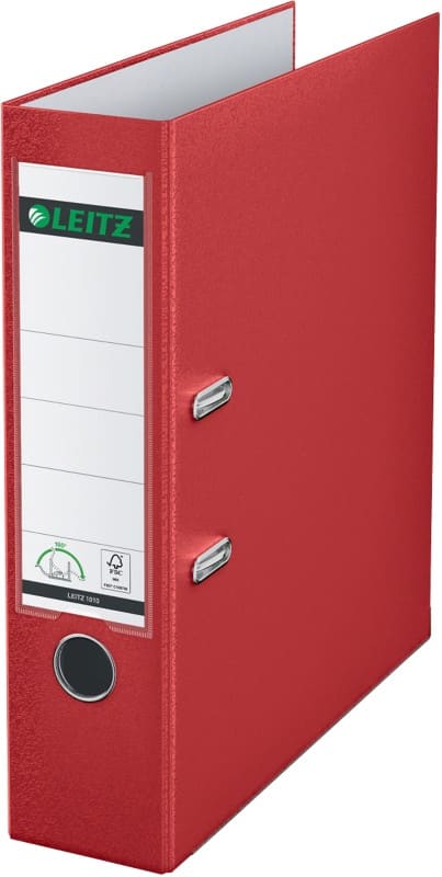 Leitz 180° Wide Lever Arch File A4 82 mm Red 2 Rings 1010 Polypropylene Smooth Portrait