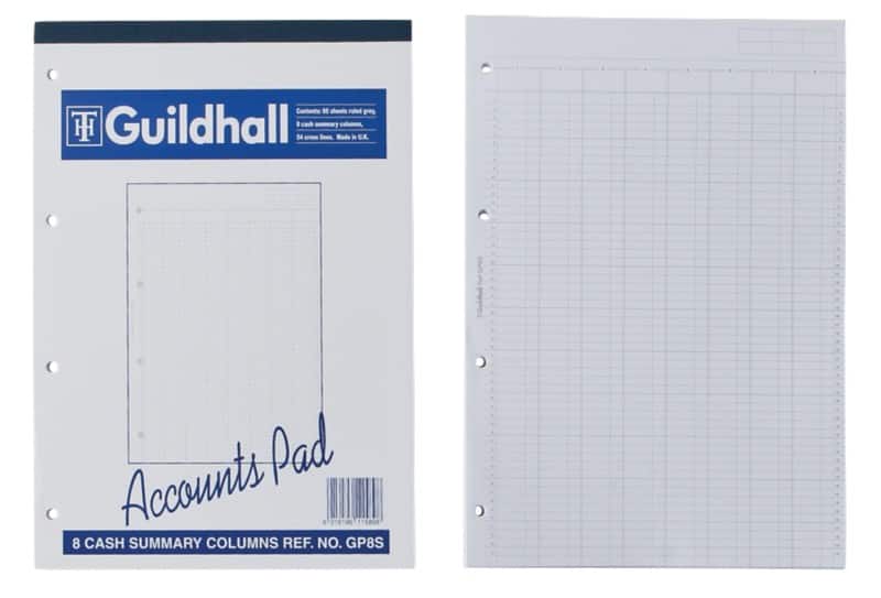 Guildhall Cash Analysis Book 81120 A4 60 Sheets