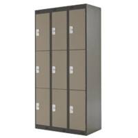 LINK51 Standard Mild Steel Locker with 3 Doors Standard Deadlock Lockable with Key 3 300 x 450 x 1800 mm Bitter Chocolate & Fawn
