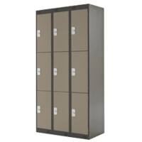 LINK51 Steel Locker 3 Doors 3 nests Key lock 900 x 450 x 1,800 mm Brown