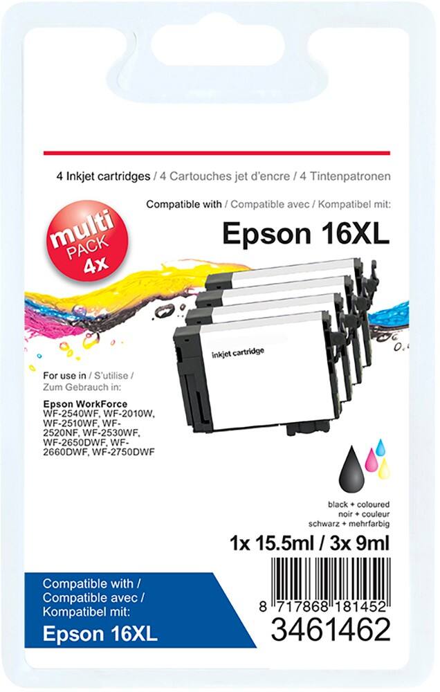 Office Depot Compatible Epson 16XL Ink Cartridge C13T16364012 Black & 3 Colours Pack of 4