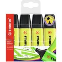 STABILO BOSS ORIGINAL 70/4-24 Highlighter Yellow Medium Chisel 2-5 mm Refillable Pack of 4