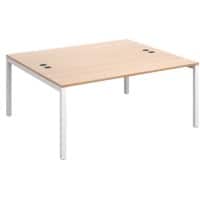 Rectangular Back to Back Desk with Beech Coloured Melamine & Steel Top and White Frame 4 Legs Connex 1600 x 1600 x 725 mm