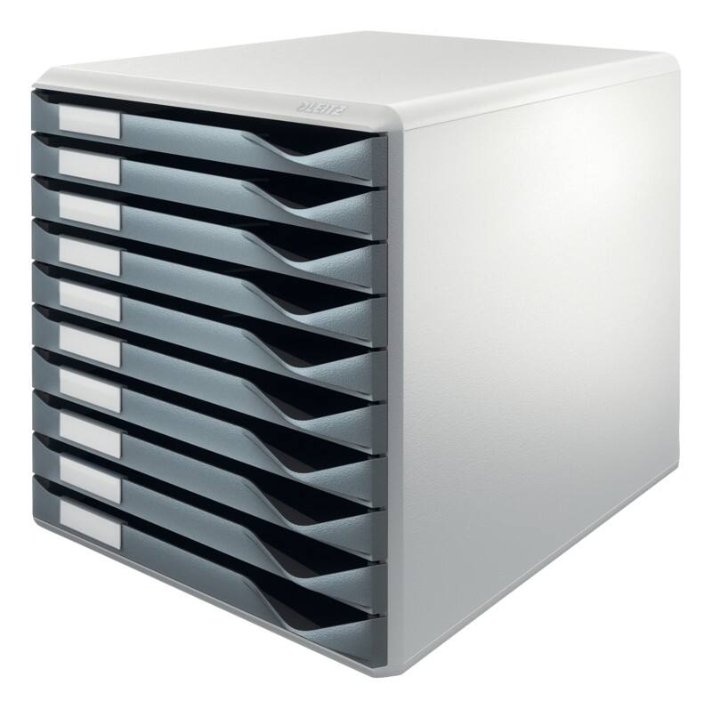 Leitz Desktop Drawers PS (Polystyrene) Grey 10 Drawers 28.5 x 35.5 x 29 cm A4