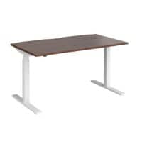 Elev8 Rectangular Sit Stand Single Desk with Walnut Melamine Top and White Frame 2 Legs Touch 1400 x 800 x 675 - 1300 mm
