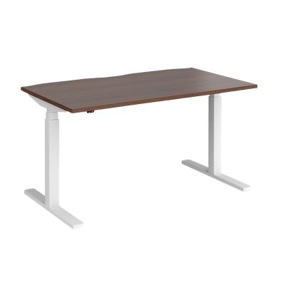 Elev8 Rectangular Sit Stand Single Desk with Walnut Melamine Top and White Frame 2 Legs Touch 1400 x 800 x 675 - 1300 mm