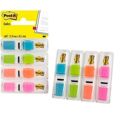 Post-it Index Flags 11.9 x 43.2 mm Assorted 35 Strips 35 x 4 Pack