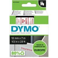 Dymo D1 S0720550 / 45015 Authentic Label Tape Self Adhesive Red Print on White 12 mm x 7m