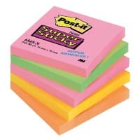 Post-it Super Sticky Notes 76 x 76 mm Cape Town Assorted Colours 5 Pads of 90 Sheets