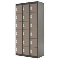 LINK51 Standard Mild Steel Locker with 6 Doors Standard Deadlock Lockable with Key 3 300 x 450 x 1800 mm Coffee & Cream