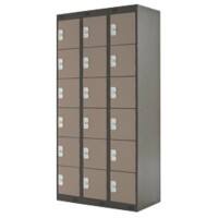 LINK51 Steel Locker 6 Doors 3 nests Key lock 900 x 450 x 1,800 mm Brown, Cream