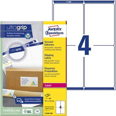 Avery L7169-100 Parcel Labels Self Adhesive 139 x 99.1 mm White 100 Sheets of 4 Labels