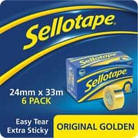 Sellotape Original Golden Tape 24mm x 33m Transparent 6 Rolls