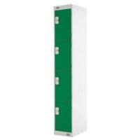 LINK51 Standard Mild Steel Locker with 4 Doors Standard Deadlock Lockable with Key 300 x 450 x 1800mm Grey & Green