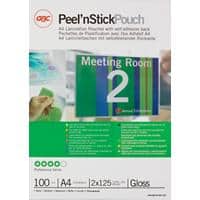 GBC PeelNstic Laminating Pouches A4 Glossy 250 Microns Transparent Pack of 100