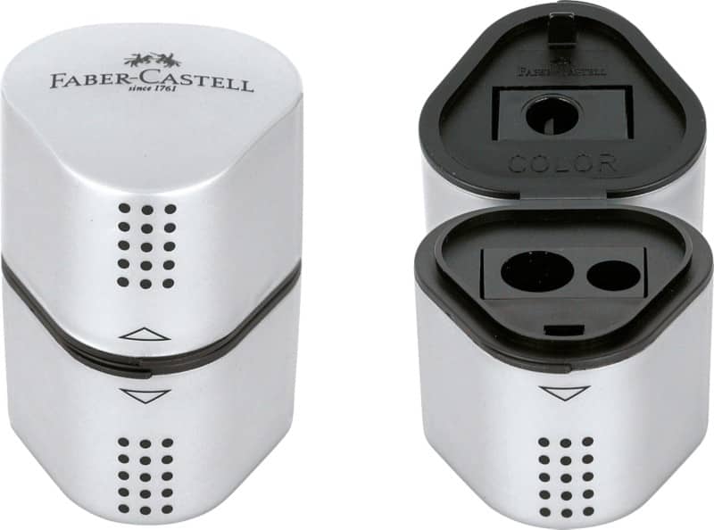 Faber-Castell Grip 2001 Pencil Sharpener 3 Holes Plastic Silver 183800