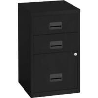 Pierre Henry Steel Filing Cabinet with 3 Lockable Drawers Combi 400 x 400 x 660 mm Black