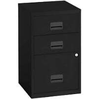 Pierre Henry Steel Filing Cabinet with 3 Lockable Drawers COMBI 400 x 400 x 660 mm Black