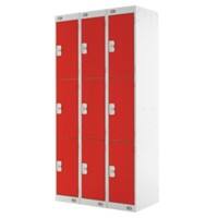 LINK51 Steel Locker 3 Doors 3 nests Key lock 900 x 450 x 1,800 mm Grey, Red