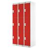 LINK51 Standard Mild Steel Locker with 3 Doors Standard Deadlock Lockable with Key 3 300 x 450 x 1800 mm Grey & Red